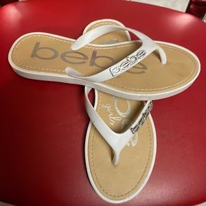 Bebe rhinestone flip flops. Youth size 2-3, L
